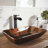 VIGO Russet Glass 18-in Red/Brown Bathroom Sink/Basin Set with Niko Faucet and Rectangular Vessel