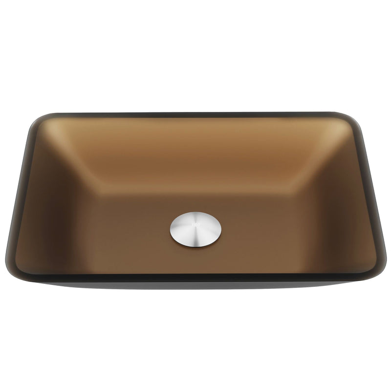 VIGO Sottile Glass Bathroom Sink/Basin and Faucet Set with Rectangular Vessel, Various Colours N5