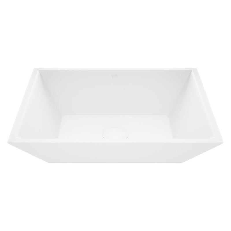 VIGO Vinca Matte Stone Vessel Bathroom Sink/Basin with Deep Bowl, White T8