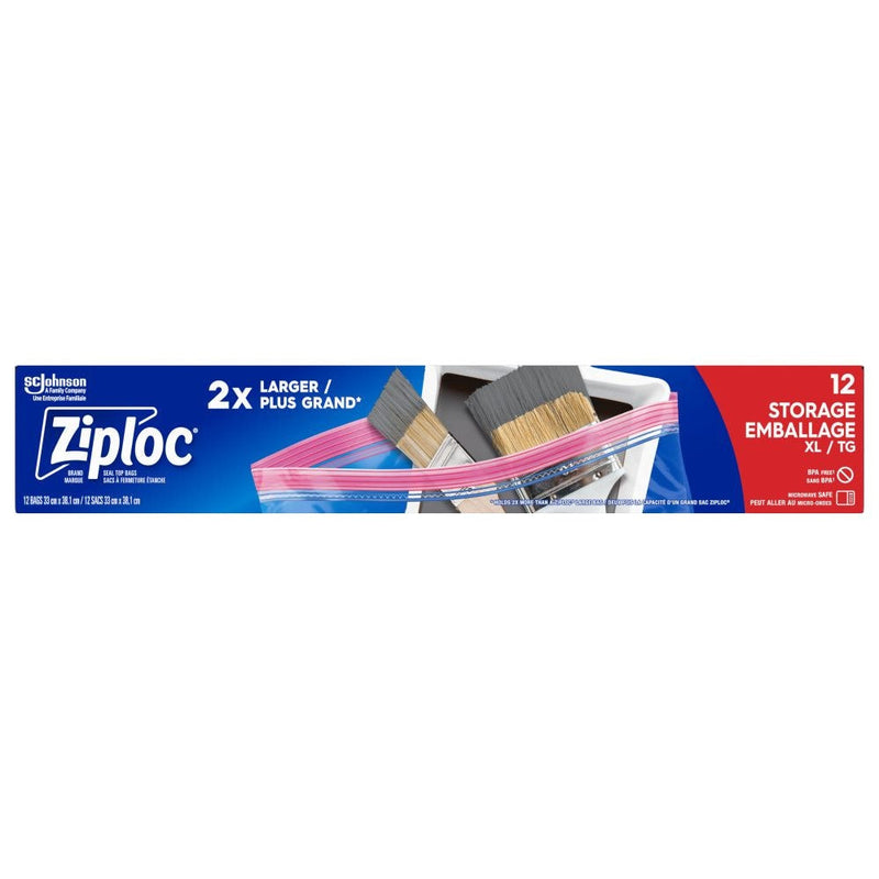 Ziploc Extra Large Reclosable Food Storage Bags, Reusable, 12-pk L7