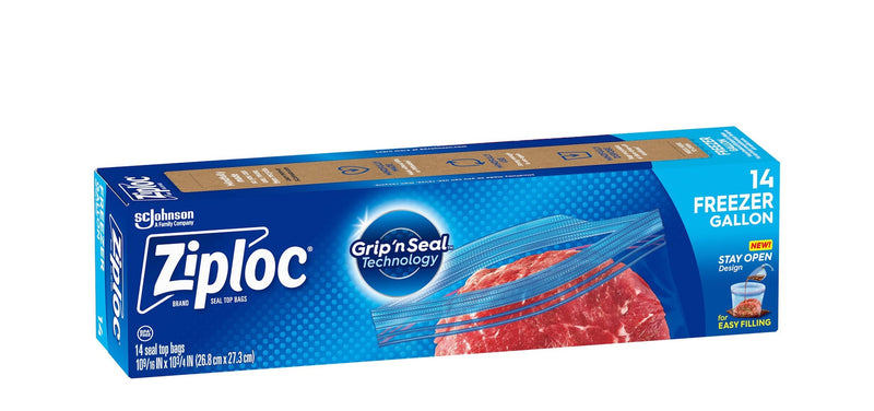 Ziploc Large Plastic Freezer Bags, 3.78-L, 14-pk R7
