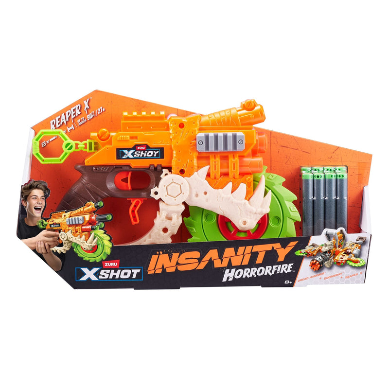 Zuru X-Shot Insanity HorrorFire Reaper X Dart Blaster with Saw Blade, Includes 8-Darts, Ages 8+ L6