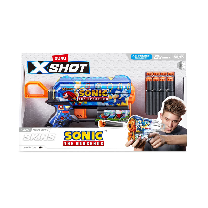 Zuru X-Shot Skins Sonic the Hedgehog Flux Blaster, Includes 8 Darts, Ages 8+ R8