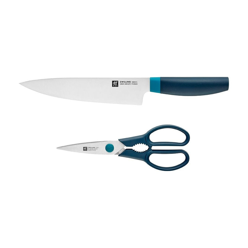 Zwilling Now Multi-Purpose Stainless Steel Chef's Knife & Scissors/Shears Set, Blue, 2-pc P8